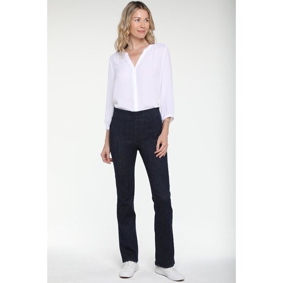 NYDJ ladies pull on slim bootcut Langley style denim blue jeans NEW size small